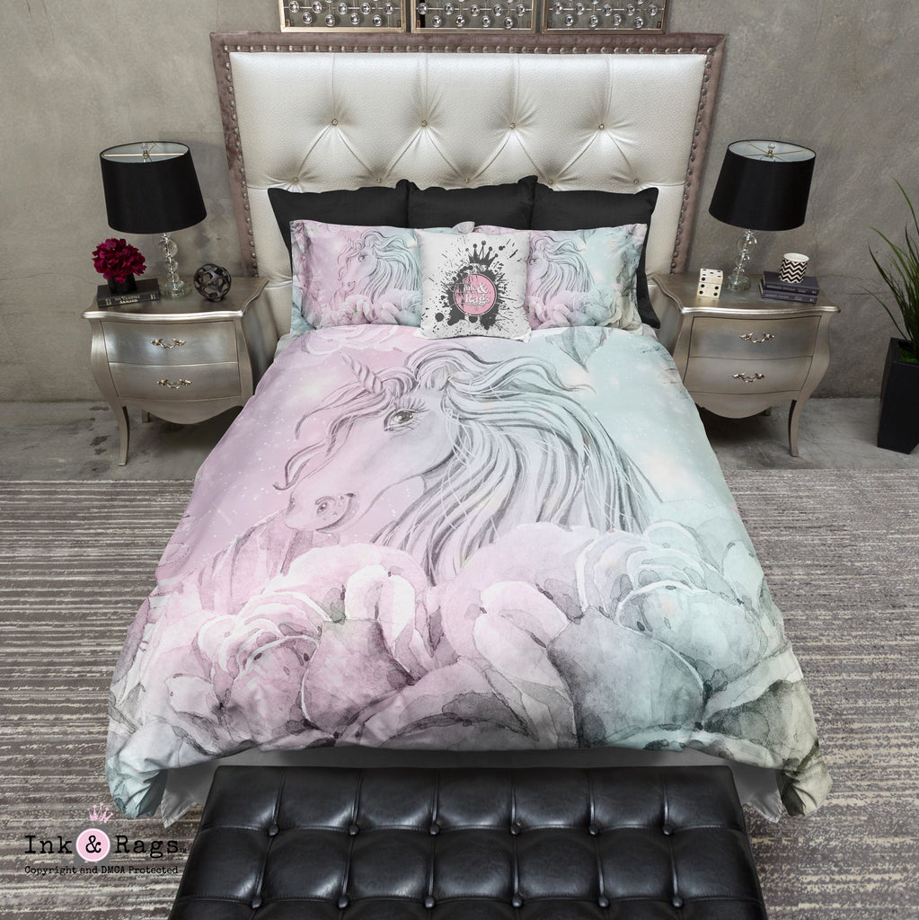 Watercolor Unicorn Cotton Candy Color Bedding Collection