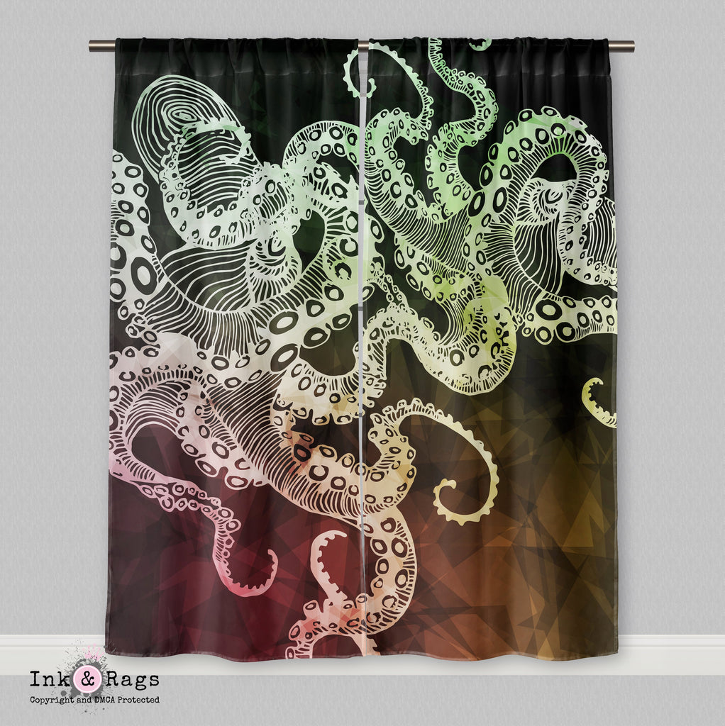 Dark Fall Color Octopus Curtains