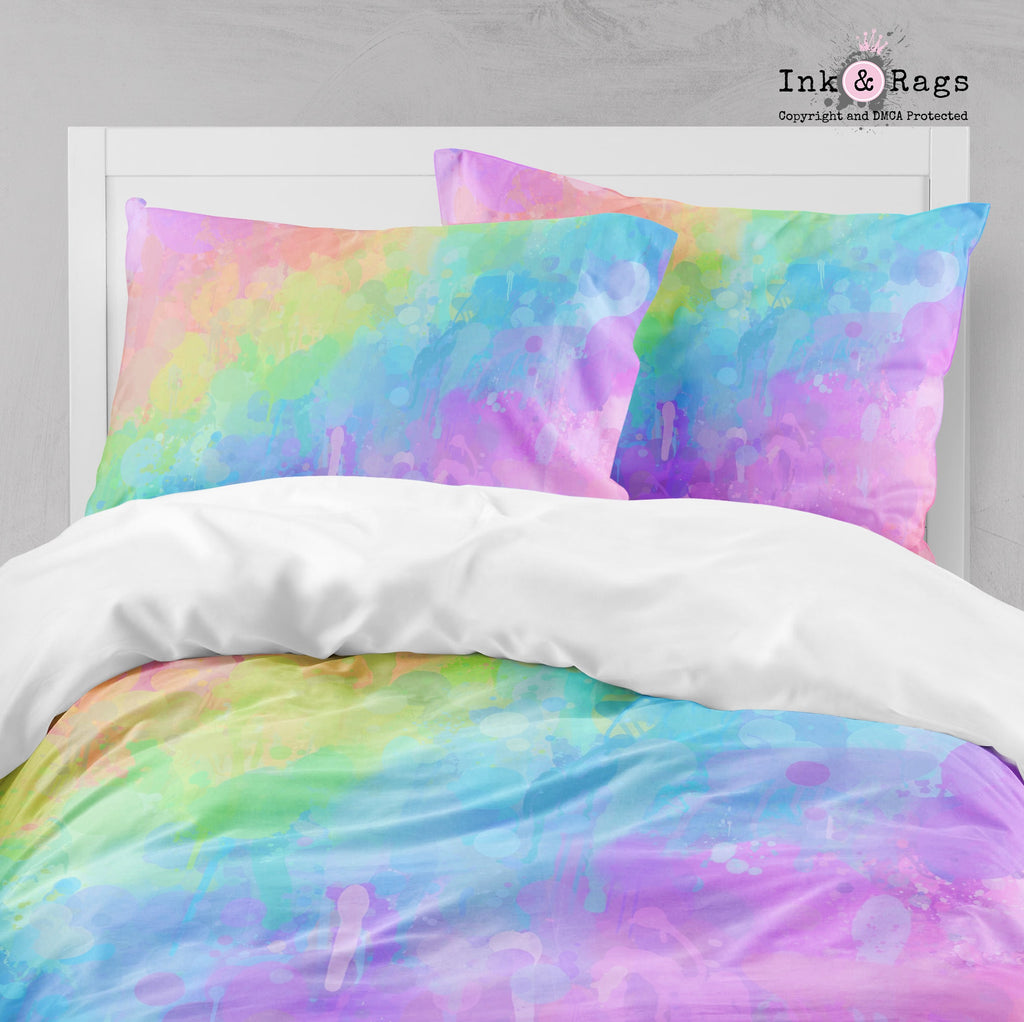 Rainbow Paint Splatter Big Kids Bedding
