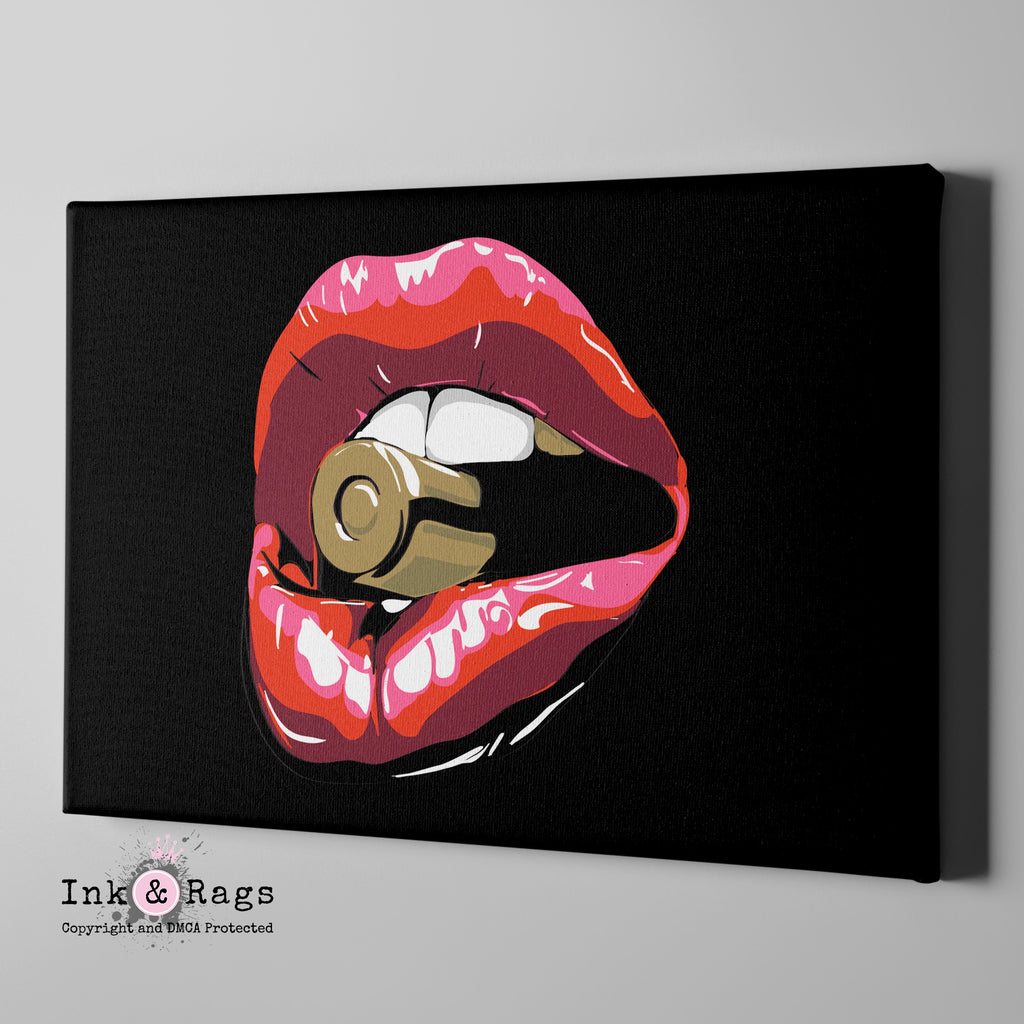 Bite the Bullet Lips Gallery Wrapped Canvas