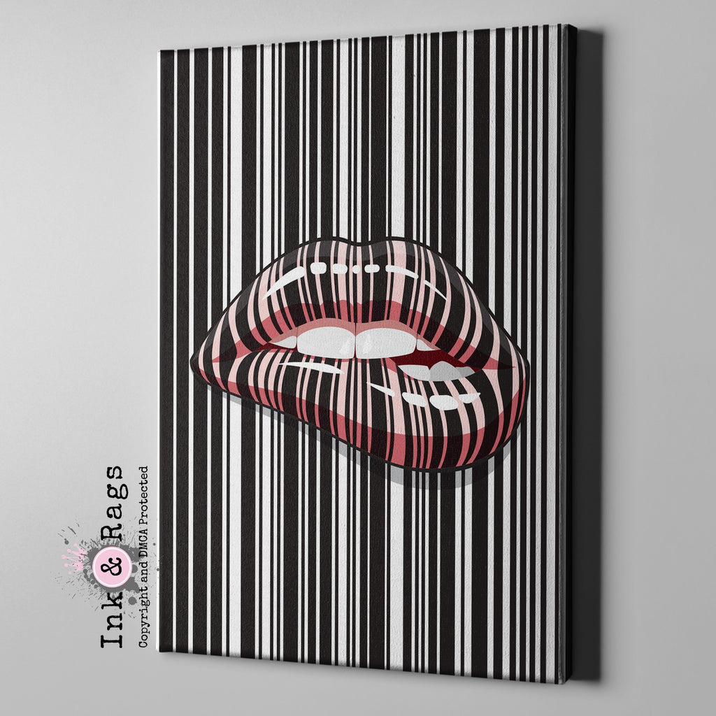 Bar Code Glossy Lips Gallery Wrapped Canvas