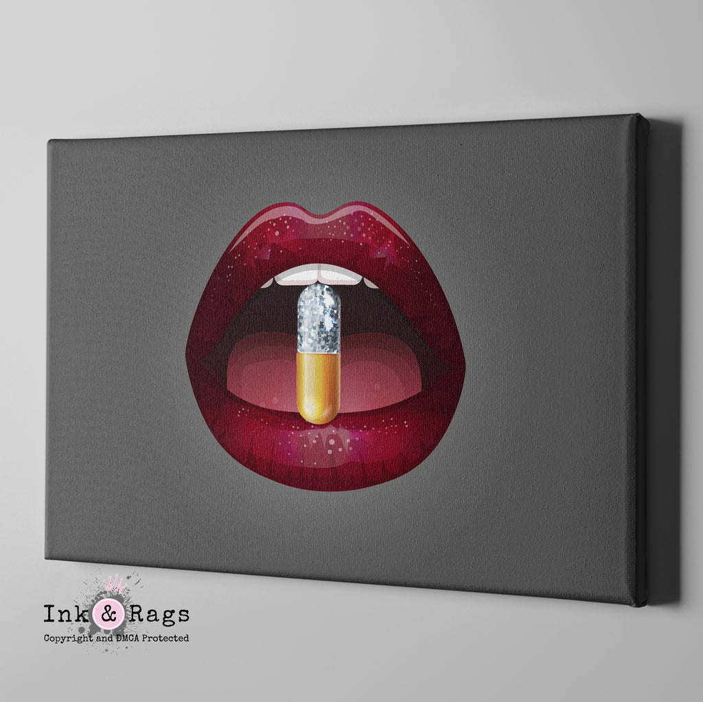A Bitter Pill Lips Gallery Wrapped Canvas