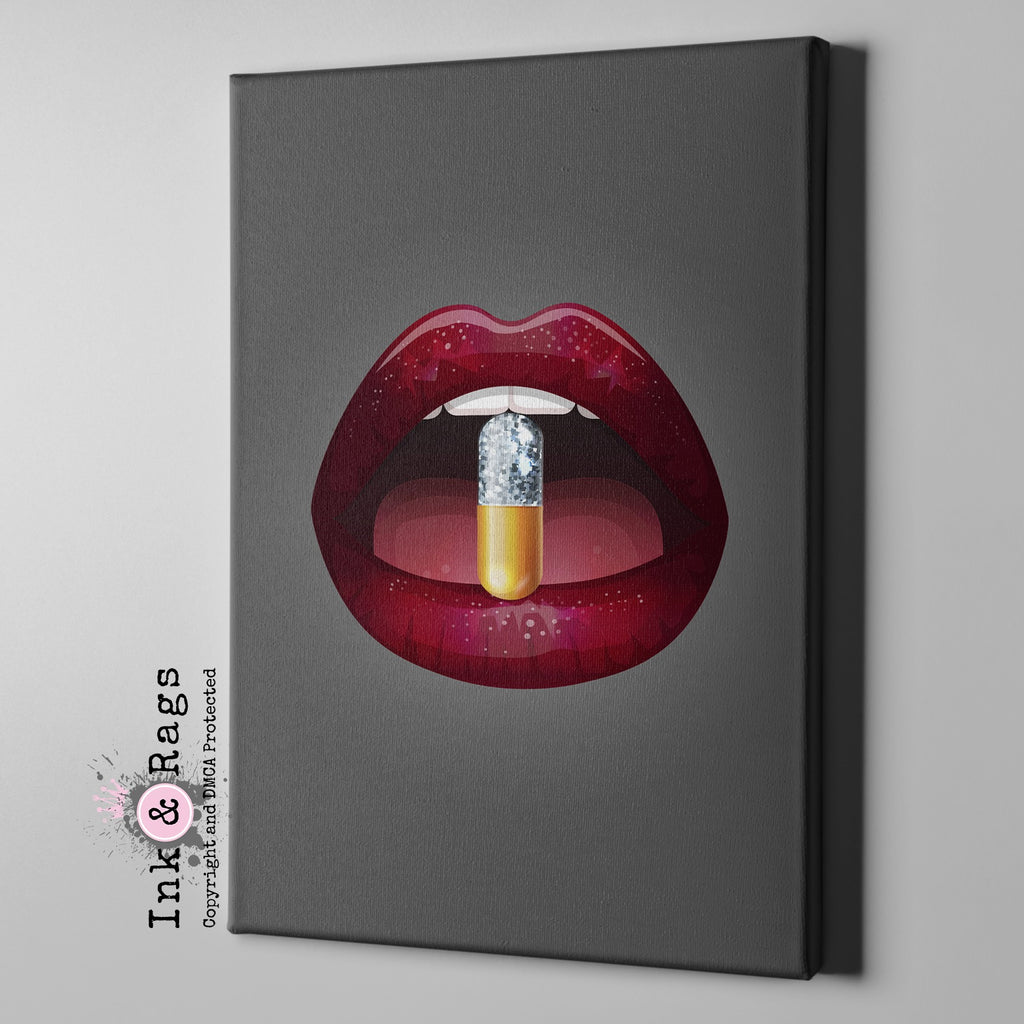 A Bitter Pill Lips Gallery Wrapped Canvas