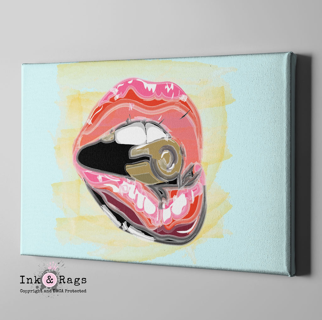 Bite the Bullet Pastel Lips Gallery Wrapped Canvas