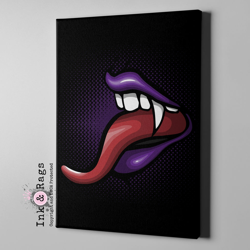 Purple Vampire Lips Gallery Wrapped Canvas