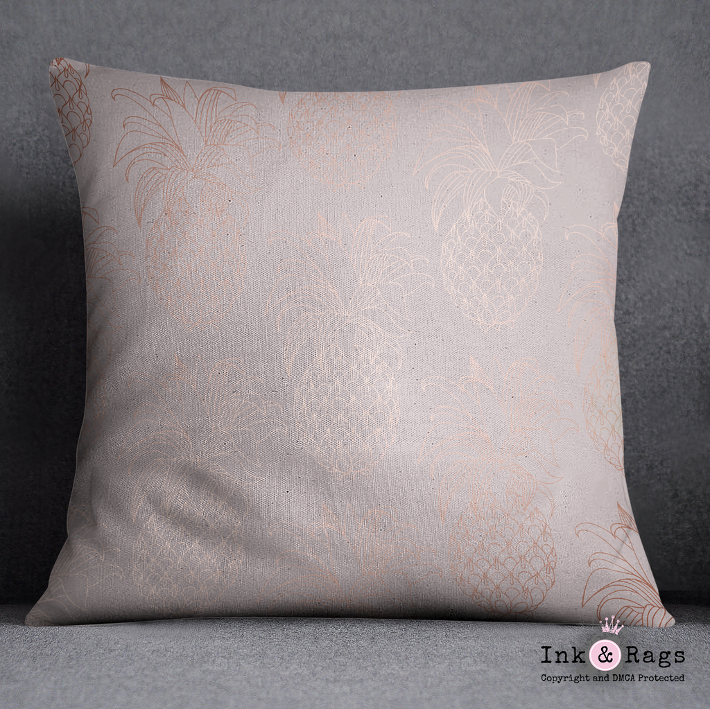 Blush Pink and Rose Gold Pineapple Throw Pillow