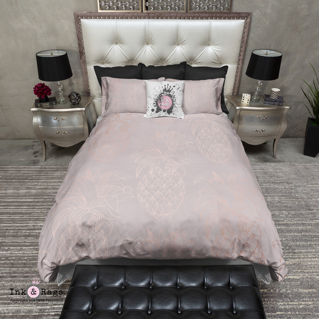 Blush Pink and Rose Gold Pineapple Bedding Collection