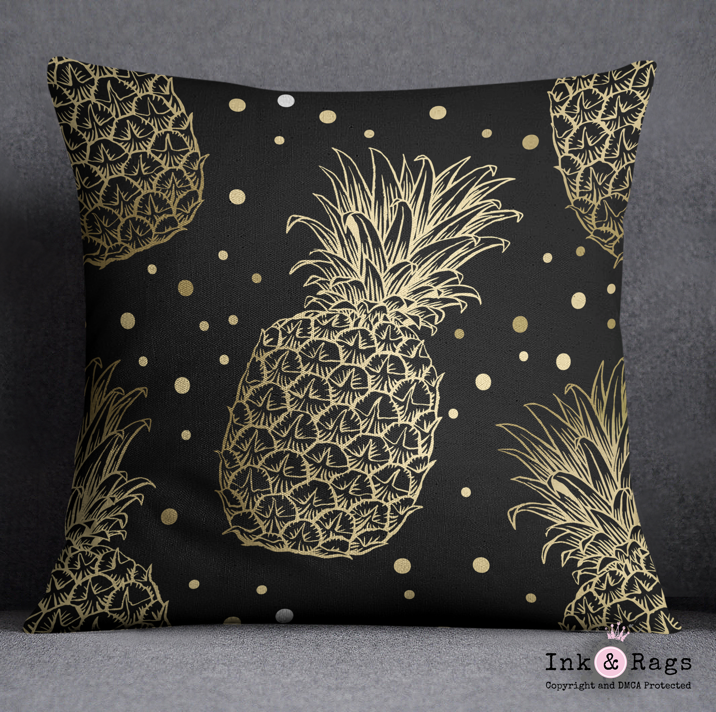 Gold top pineapple cushion