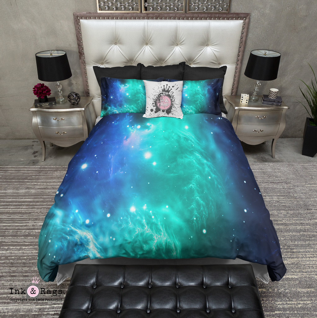 Teal and Blue Galaxy Nebula Bedding Collection