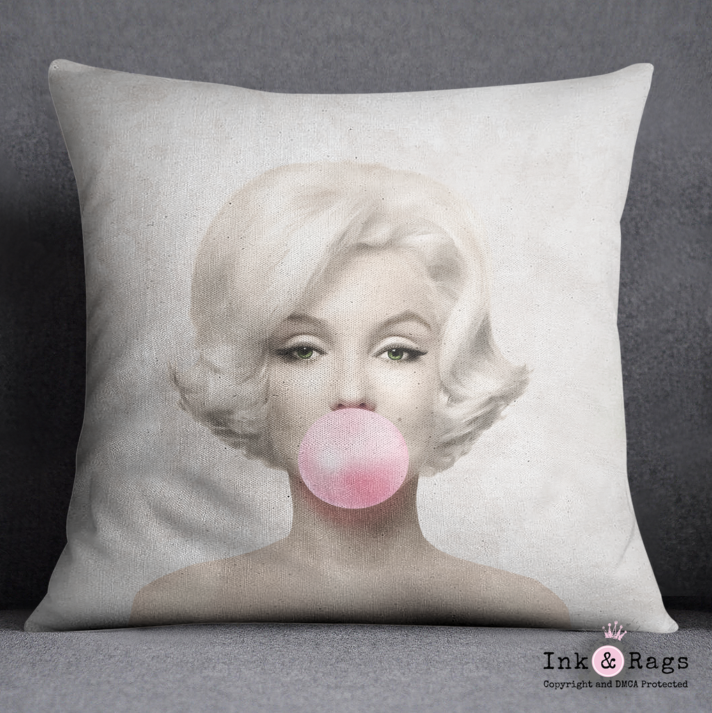 Marilyn Monroe Bubble Gum Throw Pillow