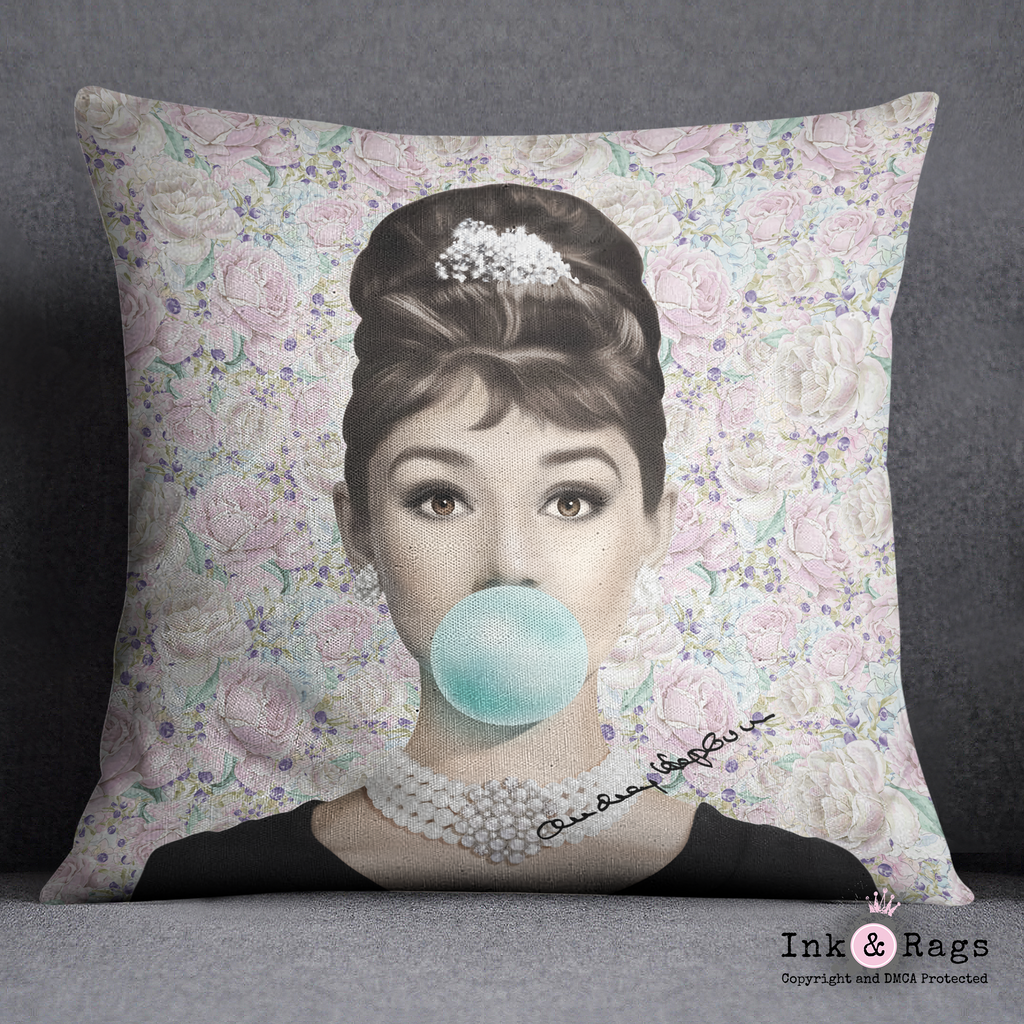 Pastel Rose Audrey Hepburn Decorative Throw and Pillow Cover Set