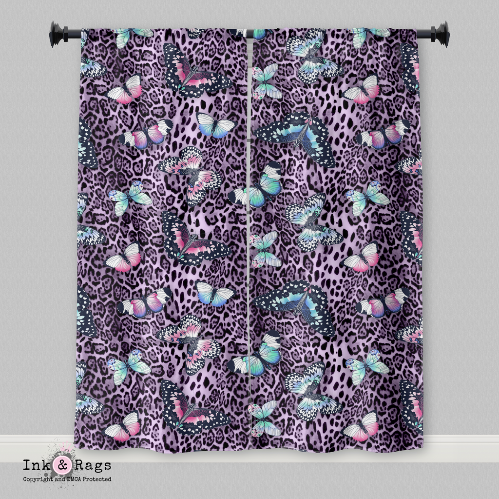 Purple Leopard Butterfly Curtains