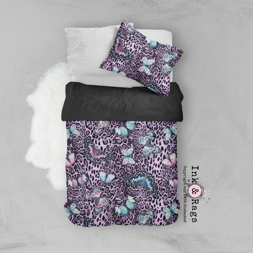 Purple Leopard Butterfly Crib and Toddler Bedding Collection